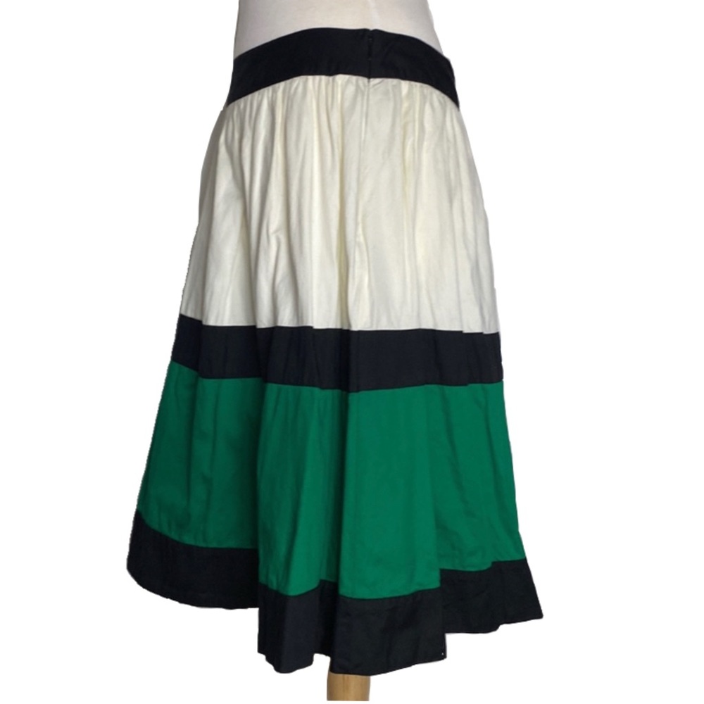 Phase Eight Color Block Cotton A-Line Midi Skirt, 34" Waist, Size 16